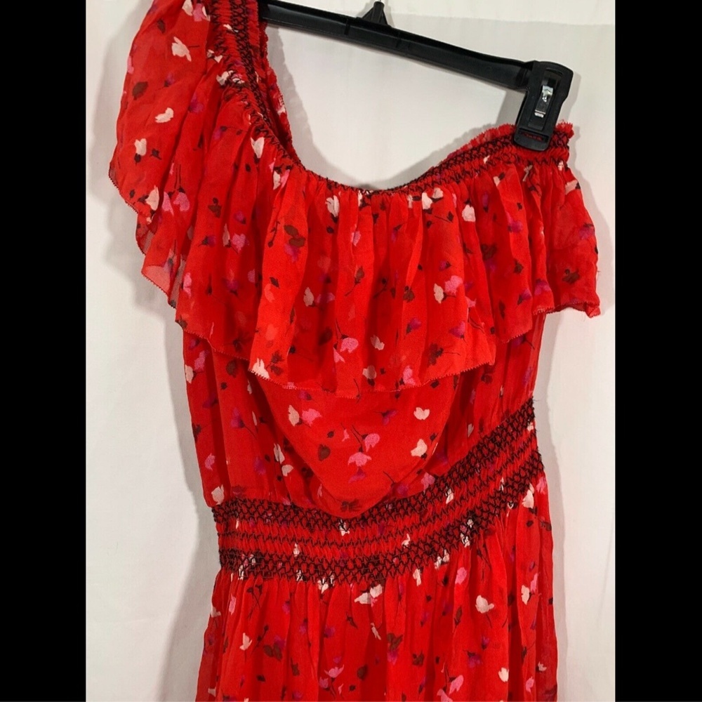 NWT $398 Joie Hafsa One Shoulder Silk Dress in Matador‎ Red [SZ Small ] - Picture 3 of 8